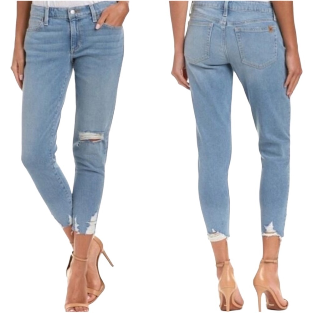 Joes Jeans Distressed Cropped Raw Hem Jeans Light Wash Relaxed fit Size 29